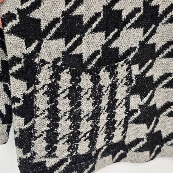 J Jill Black/Gray Houndstooth Cotton Sweater Sz Small Petite Career Coastal - Picture 2 of 12